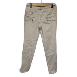 Zara Light Tan Mid-Rise Multi-zip Casual Skinny Pants Size 6
